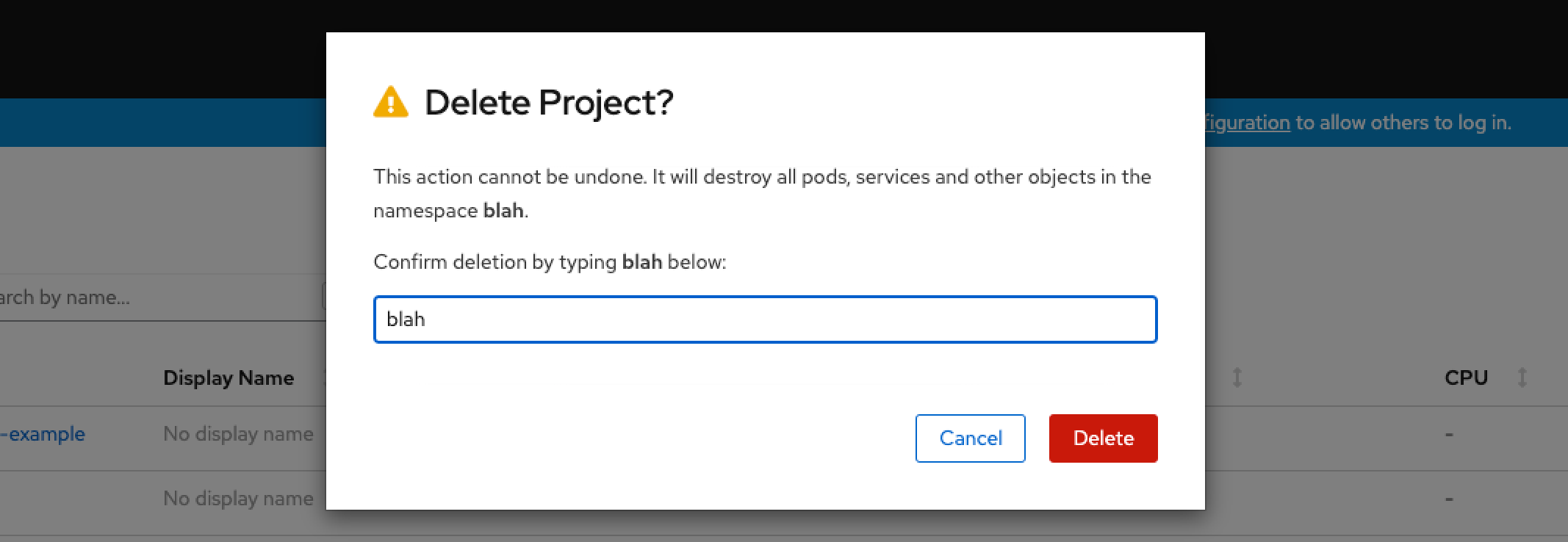 deleting project