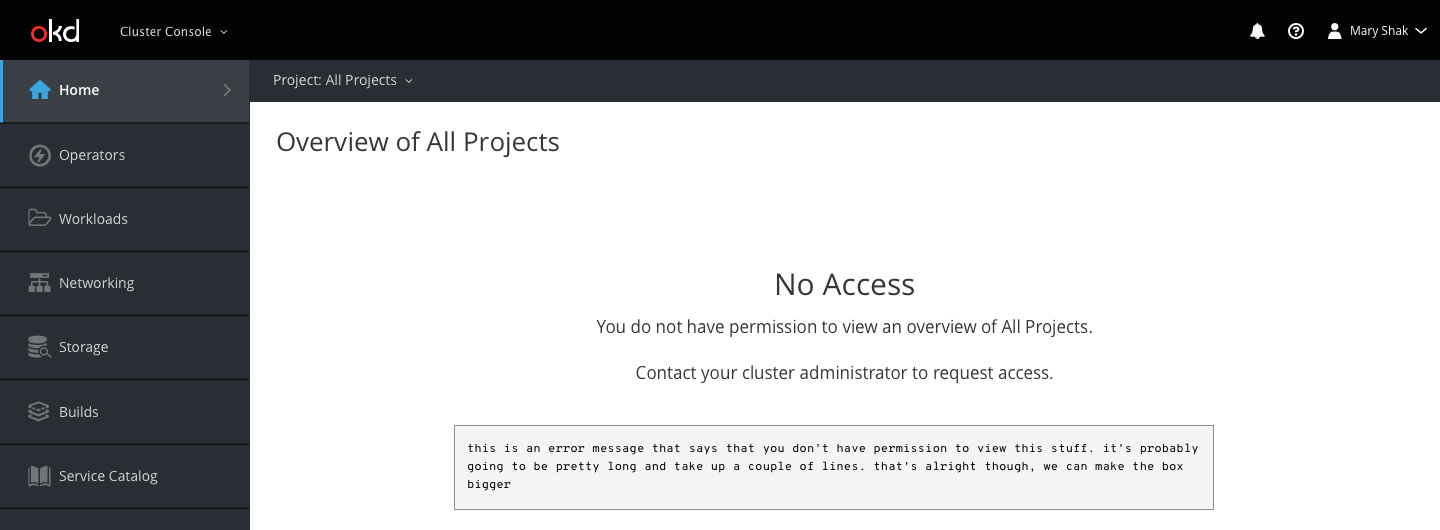 no access to overview of all projects