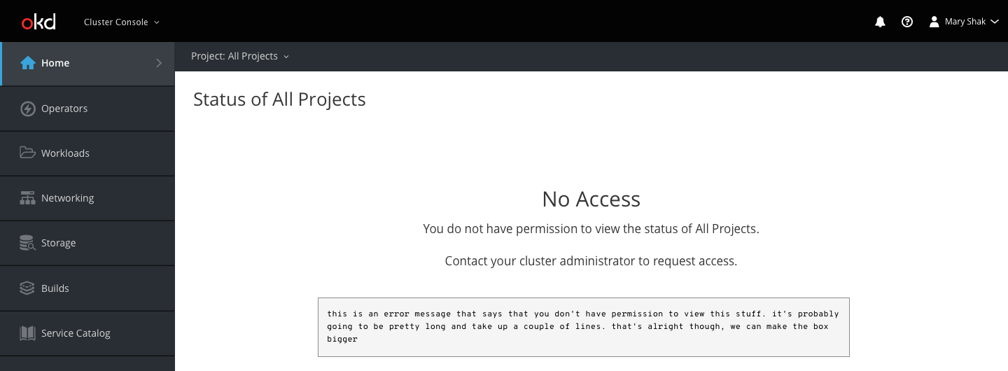 no access to status of all projects