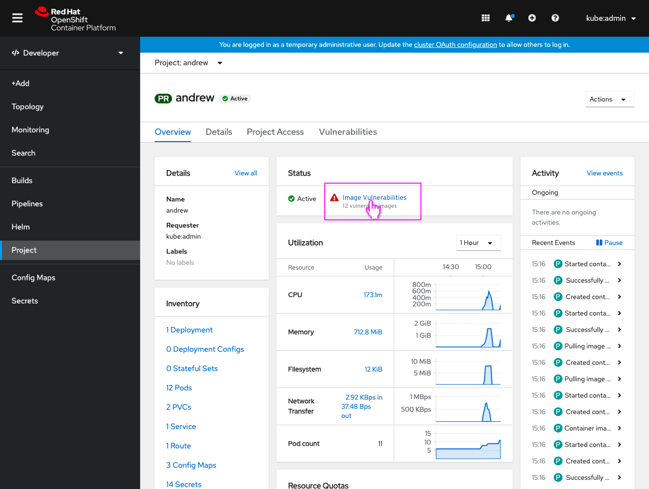 Project dashboard