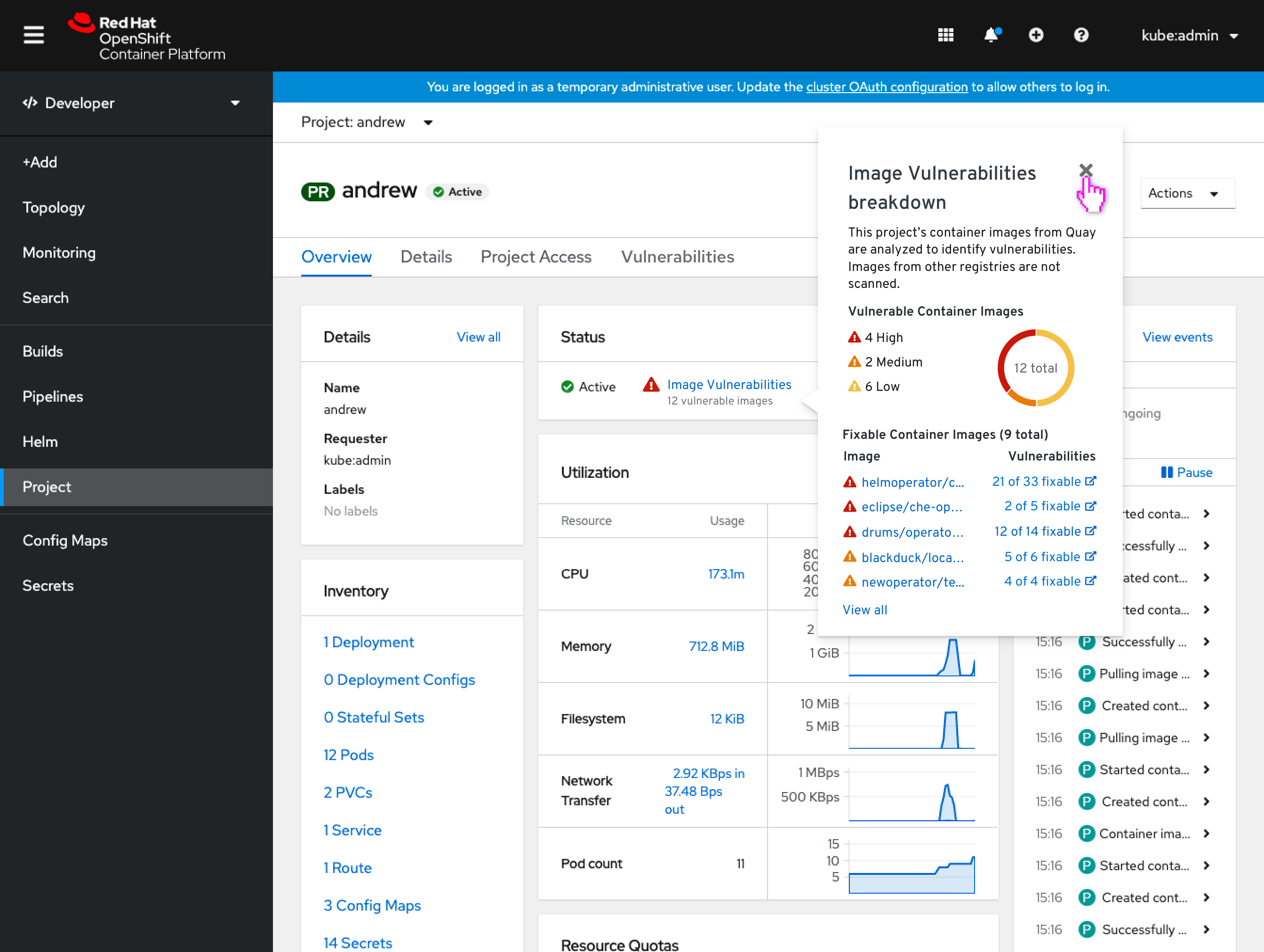 Project dashboard