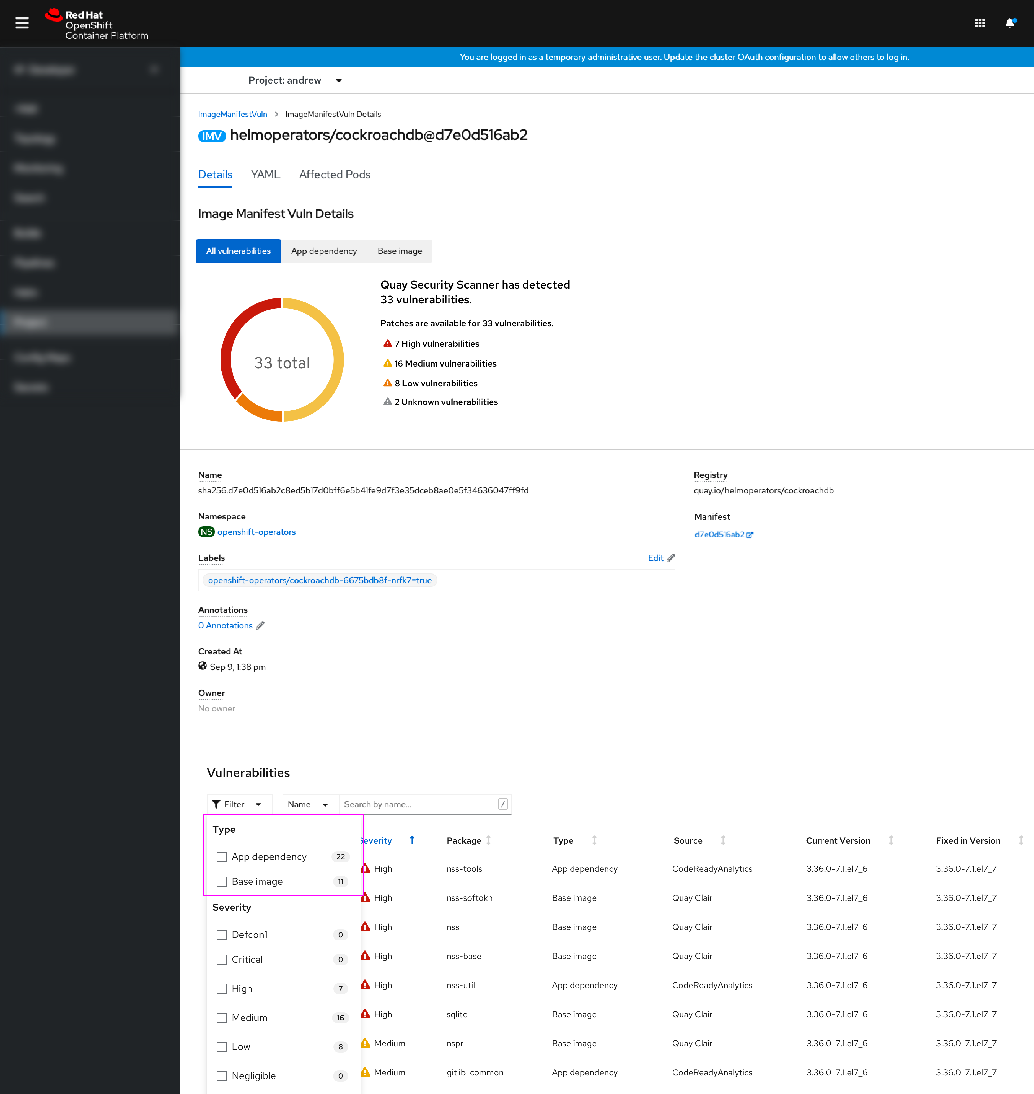 IMV details filtering