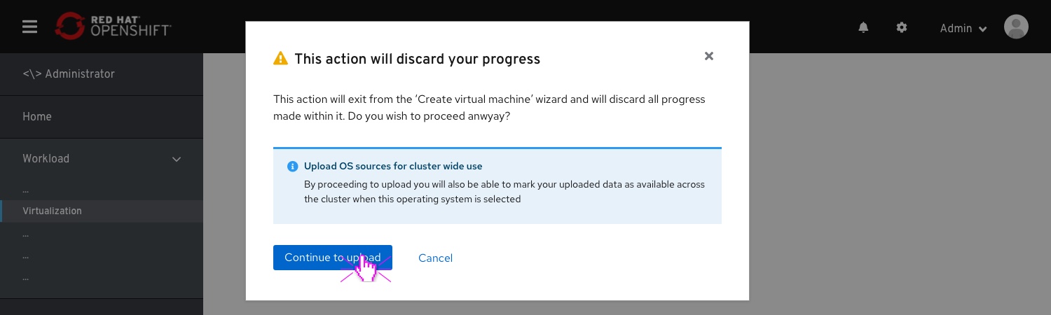 "Create VM session will be discarded"